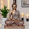 Медитирующая сидящая статуэтка Будды, выставочный экспонат, идол, предметы домашнего декора для гостиной и подарки, золотистый