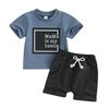 Baby Girls 2 Piece Outfit 6M 12M 18M 24M 3Y Letter Print Short Sleeve T-Shirt and Elastic Shorts Set Summer Clothes