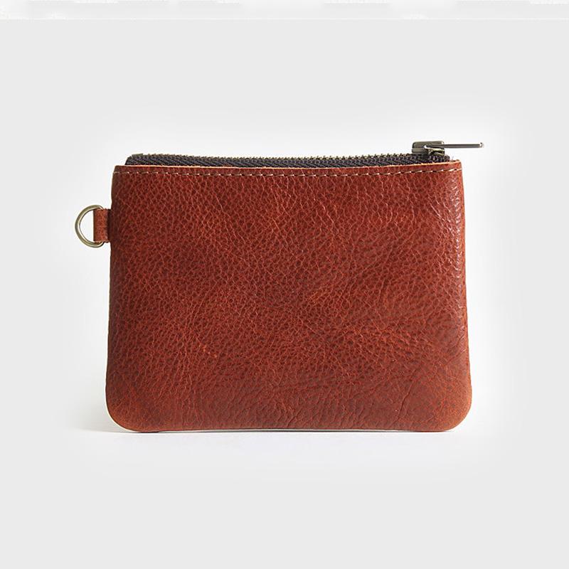 Кошелек ручной работы из кожи для мелочи, мини-кошелек для мелочи, винтажная сумка для ключей и монет на молнии