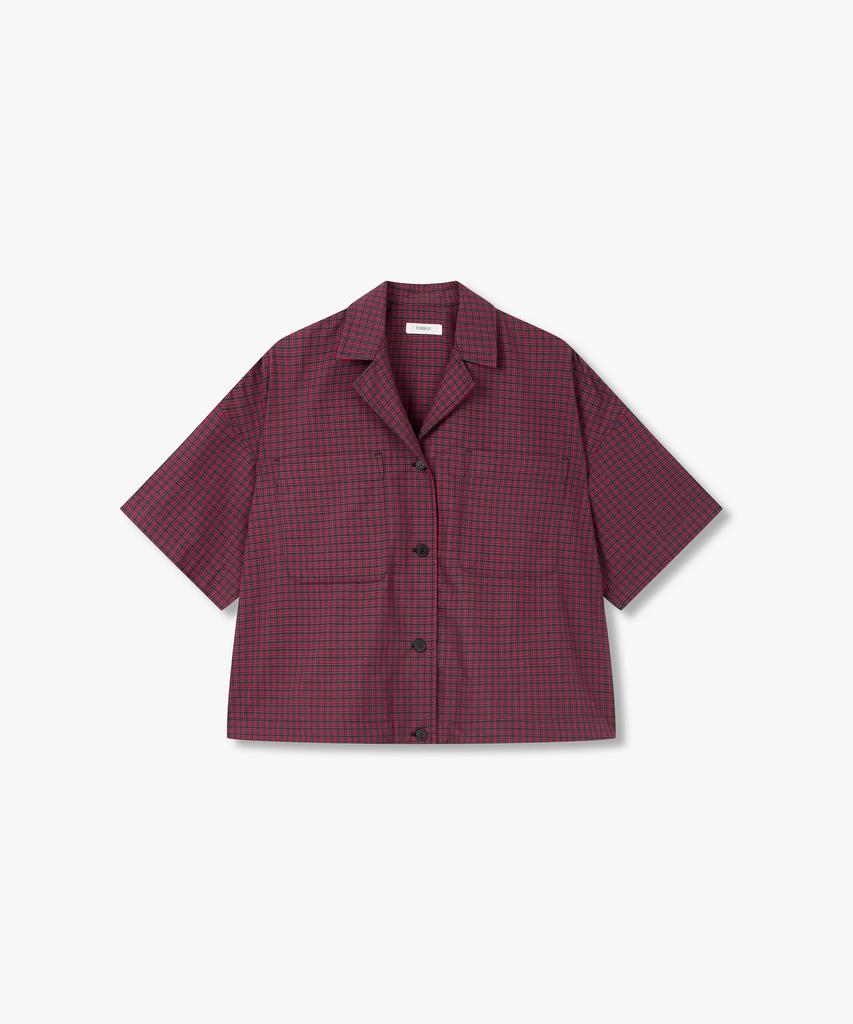 STUDIO TOMBOY Check Semi-Crop Blouse_Red 91F6221783