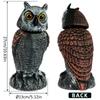 Fake Owl Decoy Plastic Owl Scarecrow Sculpture with 360° Rotating Head and Sound for Garden Yard Bird Repellent Outdoor