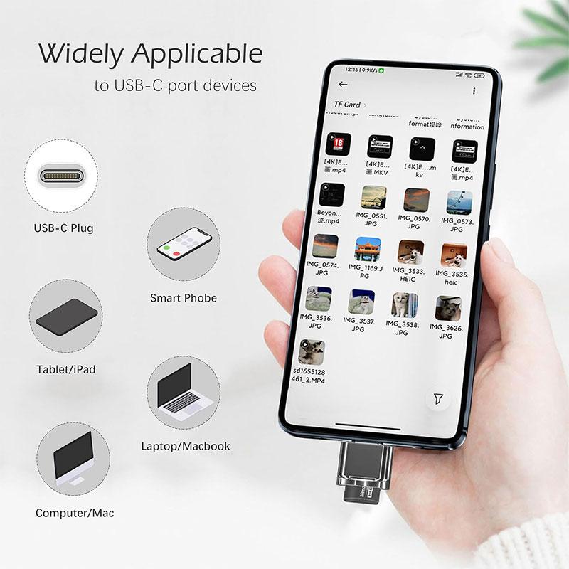 USB C TF Card Reader USB C to USB A Portable OTG Card Adapter for Android Phone Camera Laptop Metal Type-C Card Reader 3