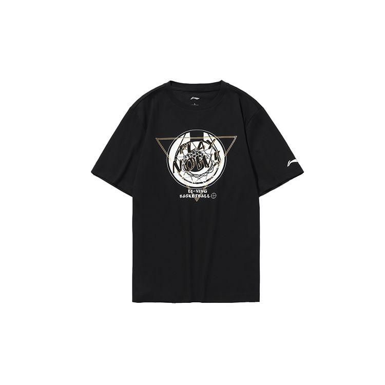 Li Ning City Letter Print Short Sleeve T-Shirt Men Tops Black AHSQ743-2