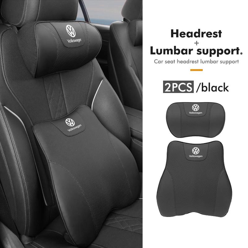O2For Volkswagen VW Car Back Pillow Napa Leather Memory Cotton Headrest Lumbar Support Scirocco Passat Polo B5 B6 B7 CC Tiguan