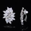 WWJ Leaf Ear Clips Wedding Stud Earrings for Brides