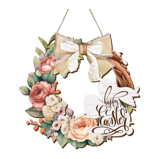 Счастливая Пасха, дверная вывеска, пасхальное яйцо, кролик, деревянная подвесная дверная вывеска, украшение, пасхальная цветочная весенняя настенная вешалка