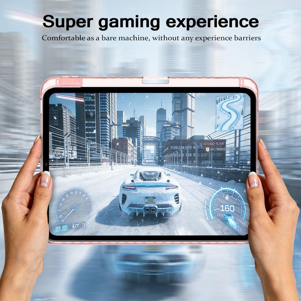 For iPad (2025) / 10.9 (2022) Case TPU + Acrylic Clear Back Ultra Thin Tablet Cover with Pen Slot