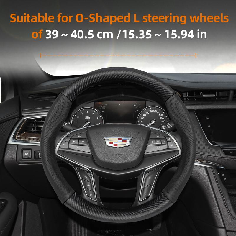 AABHX1 Suitable for Cadillac Breathable Hole Leather Matte Carbon Fiber Texture Steering Wheel Cover Suitable for Cts 2013 Ct4 Carbon Interior Ct5