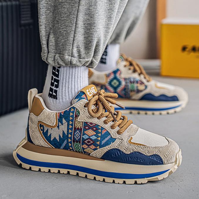 Весенне-осенняя мужская обувь, трендовая модная обувь с принтом и вышивкой, спортивная повседневная обувь, удобная толстая подошва