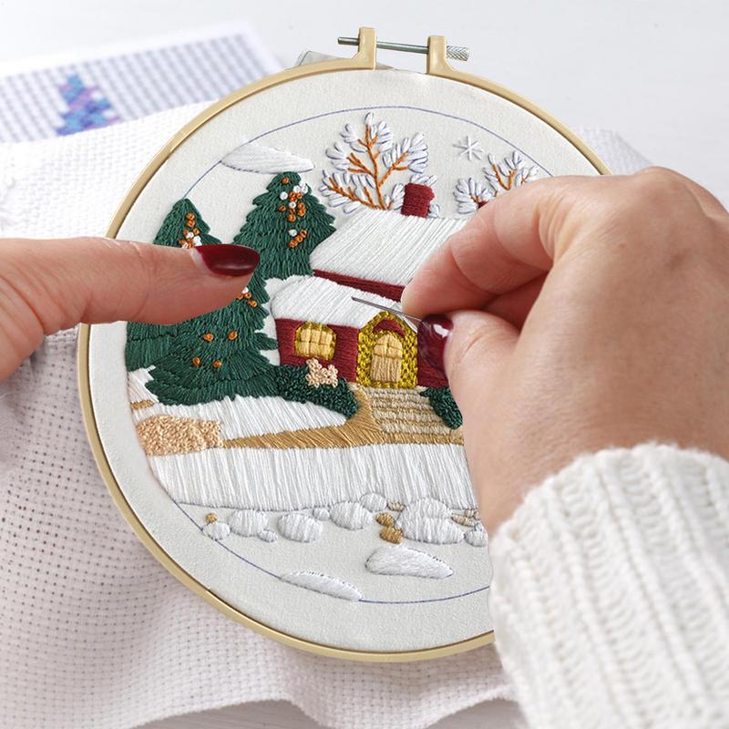Hand Embroidery Kit Pillowcase Needlepoint Kit With Patterns Multifunctional Craft Supplies For Adults Women Relaxing Home Decor