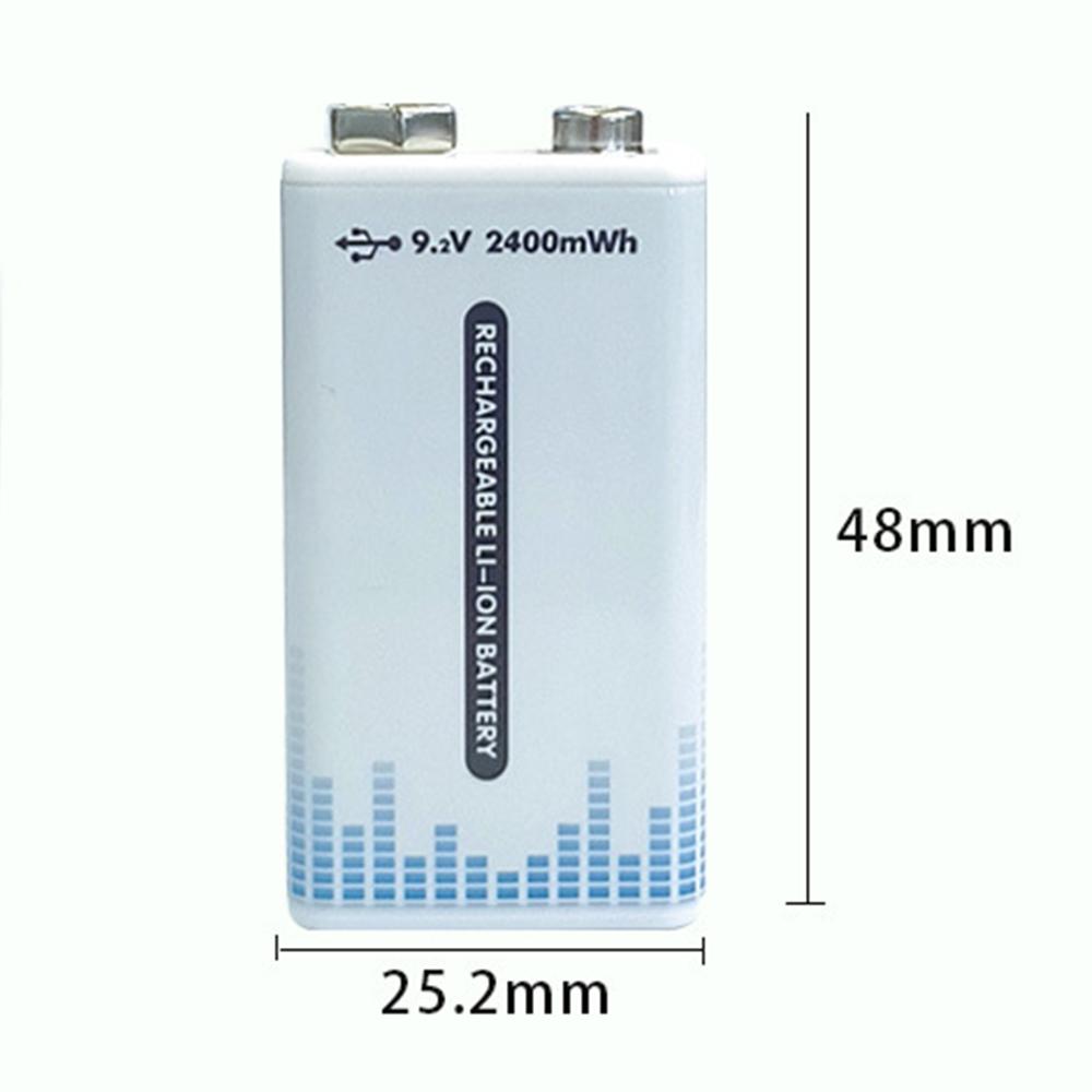 9V Rechargeable Lithium Battery, Constant Voltage Fast Charging 2400mwh, Large Capacity Type-C Multimeter Battery