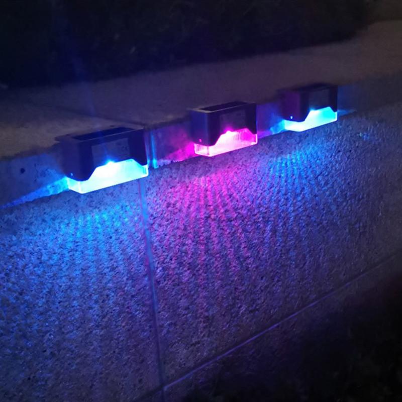 4PCS LED RGB 7Colors Change Solar Outdoor Waterproof Wall Light for Garden Yard Fence
