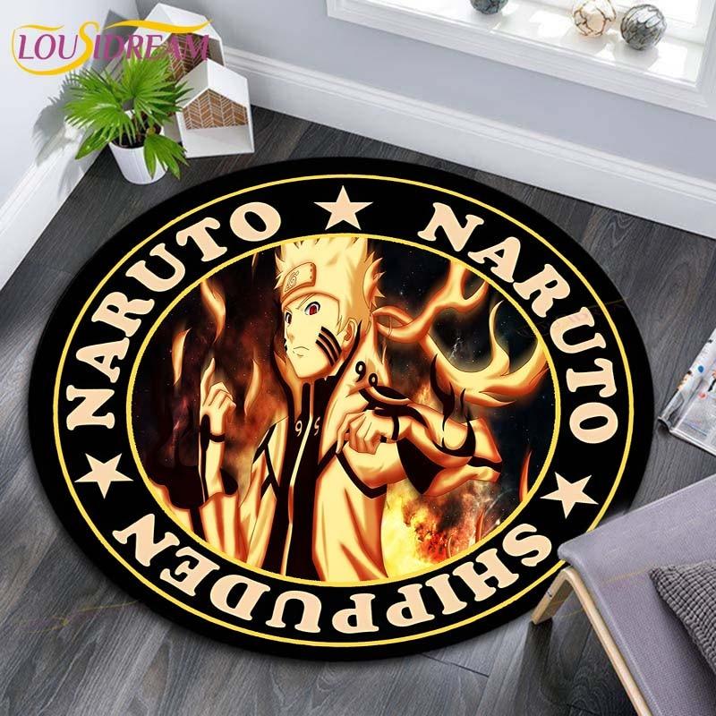 Круглые коврики с рисунком Наруто, геометрические противоскользящие напольные коврики для гостиной, декор для комнаты, домашние коврики, коврик для игр в стиле Наруто, детский коврик