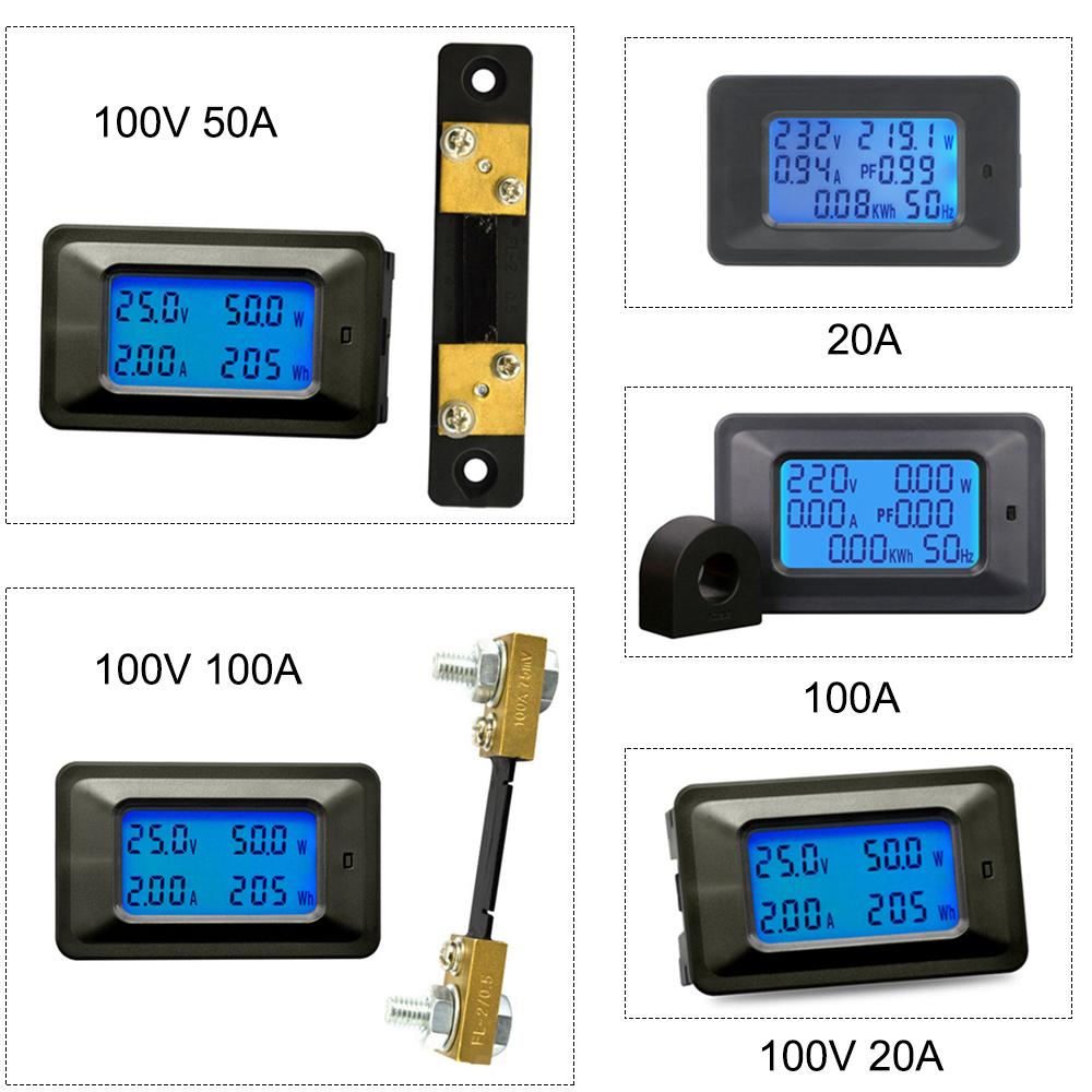 100A Digital Voltage Meter Energy Meter LCD 5KW Power Factor Energy Frequency Meters Voltmeter Ammeter Current Amps