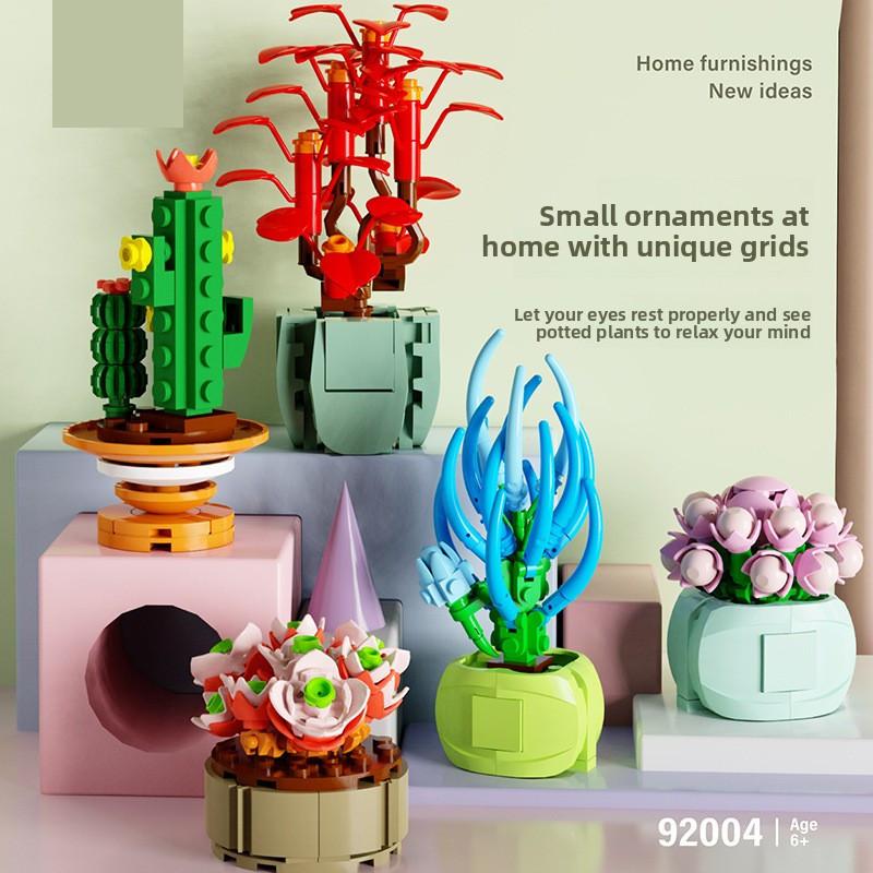 Bouquet And Succulent Set Assembled Building Block For Creative Play