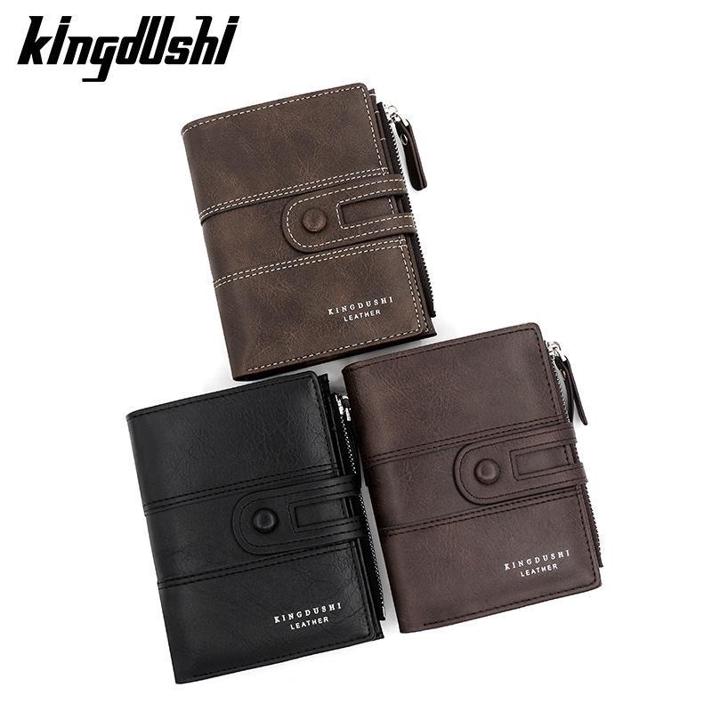Новые деловые мужские кошельки на молнии, держатель для карт, высококачественный мужской кошелек, новый винтажный держатель для монет из искусственной кожи, мужские кошельки