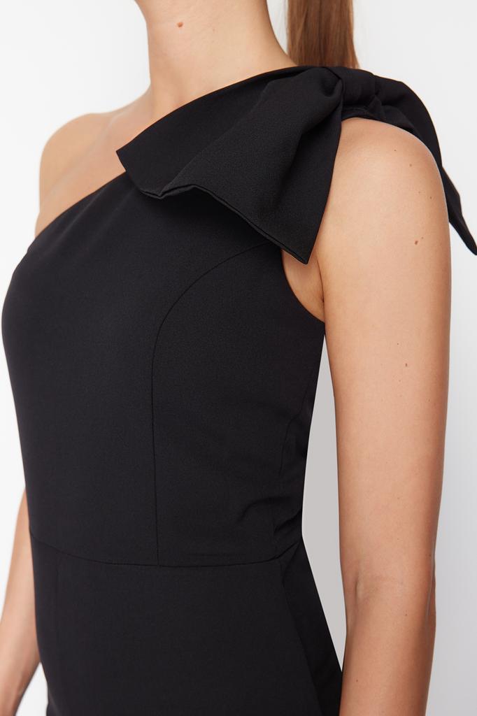 Женский модный новый комбинезон с черным бантом и детальным тканым комбинезоном с одним рукавом