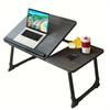 Foldable Lap Table With Adjustable Height, Sturdy And Resistant Portable Laptop Table, Multifunctional Portable Desk With Cup Holder For Home Office