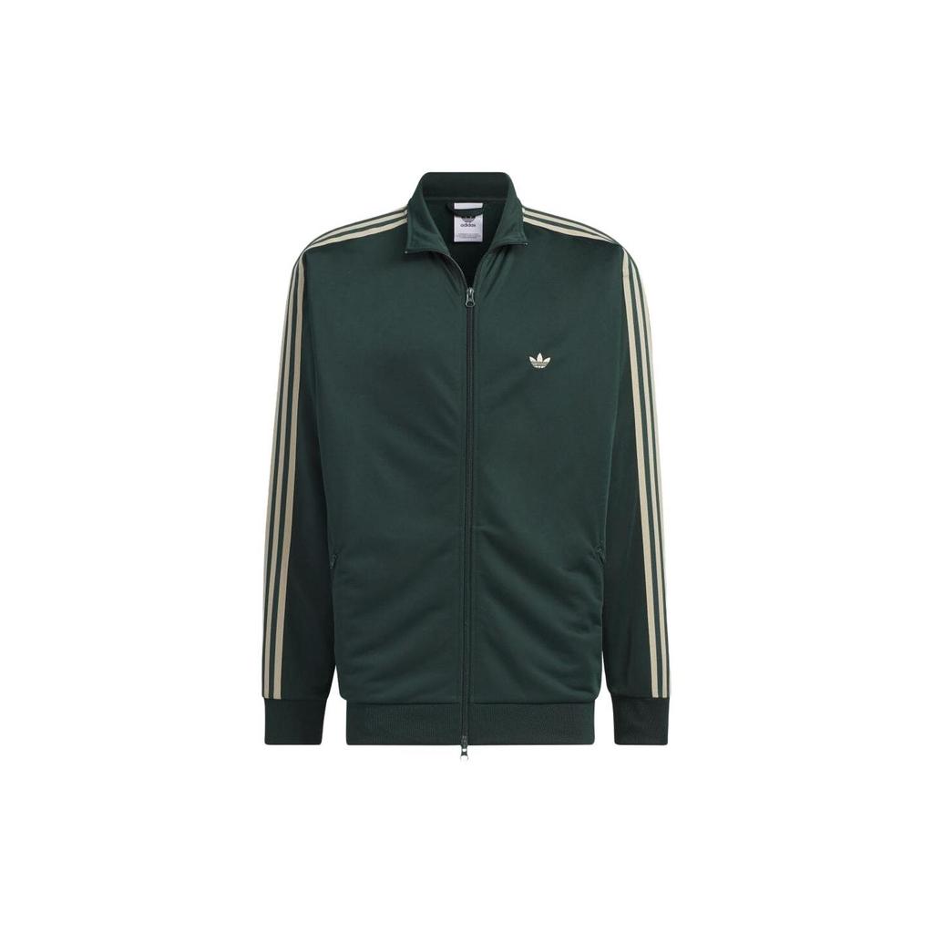 adidas Оригинальная полосатая куртка с застежкой-молнией и воротником-стойкой, унисекс, верхняя одежда, зеленая IN1001