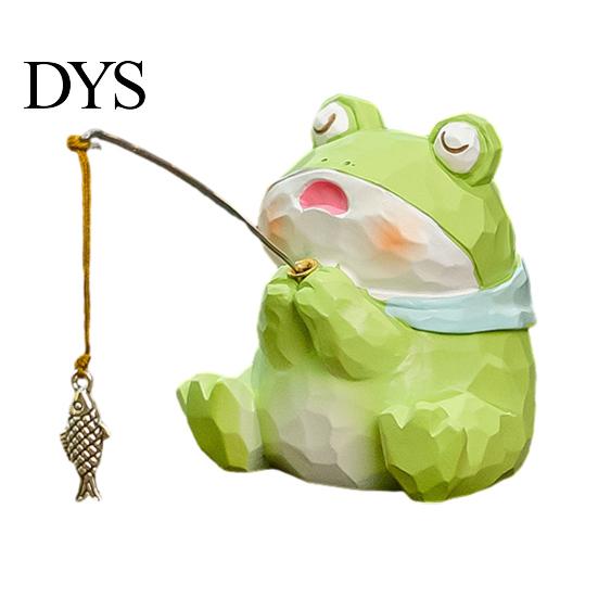 Modern Desktop Plant Holder Leisure Fishing Frog/Cat/Panda/Bear Statue Ornaments, Clear Mini Vases Miniature Cute Animal Ornaments Figurines