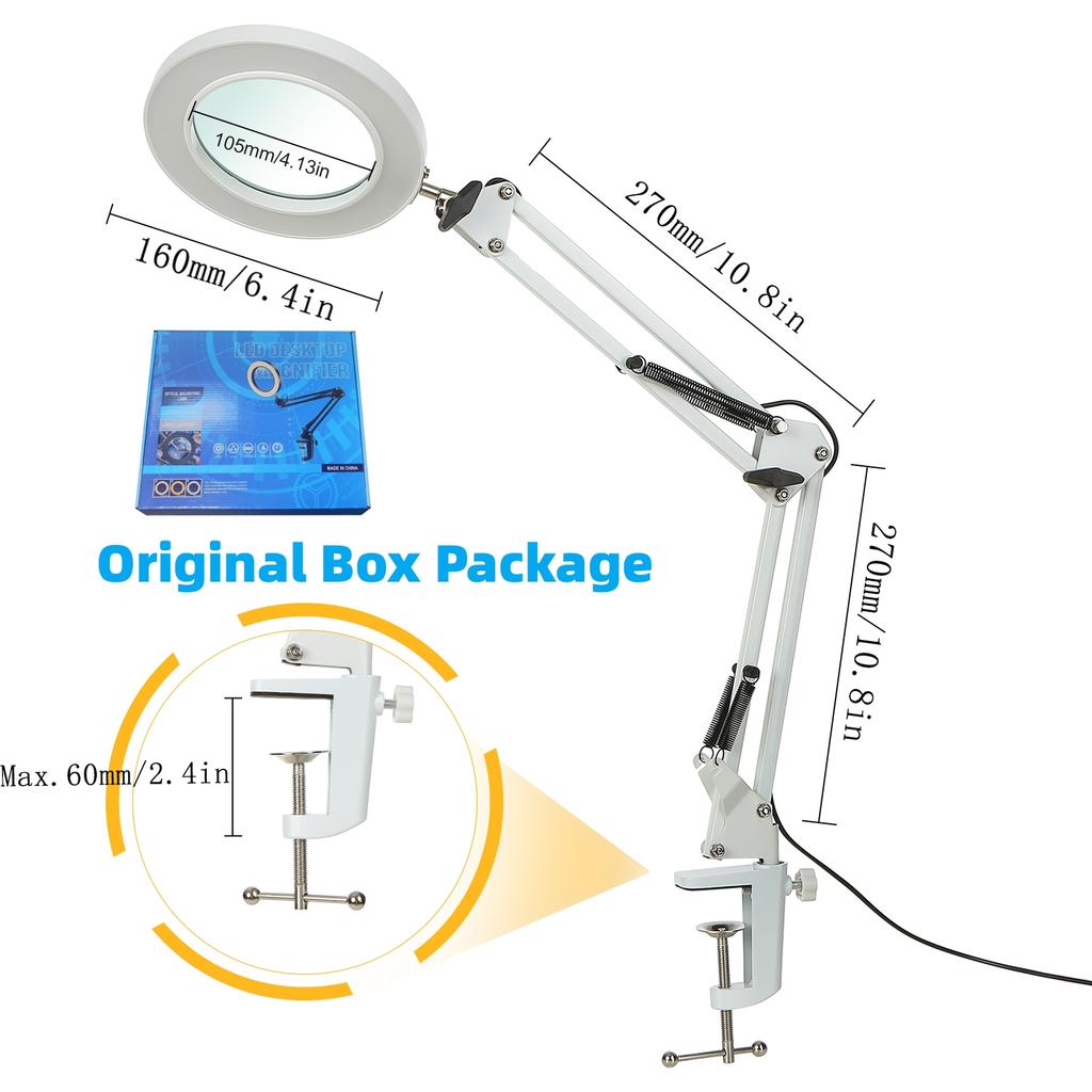 10X Magnifying Glass with 72 LED Light Magnifying Lamp Clip On Illuminated Magnifier Selfie Ring Light with Phone Holder Metal