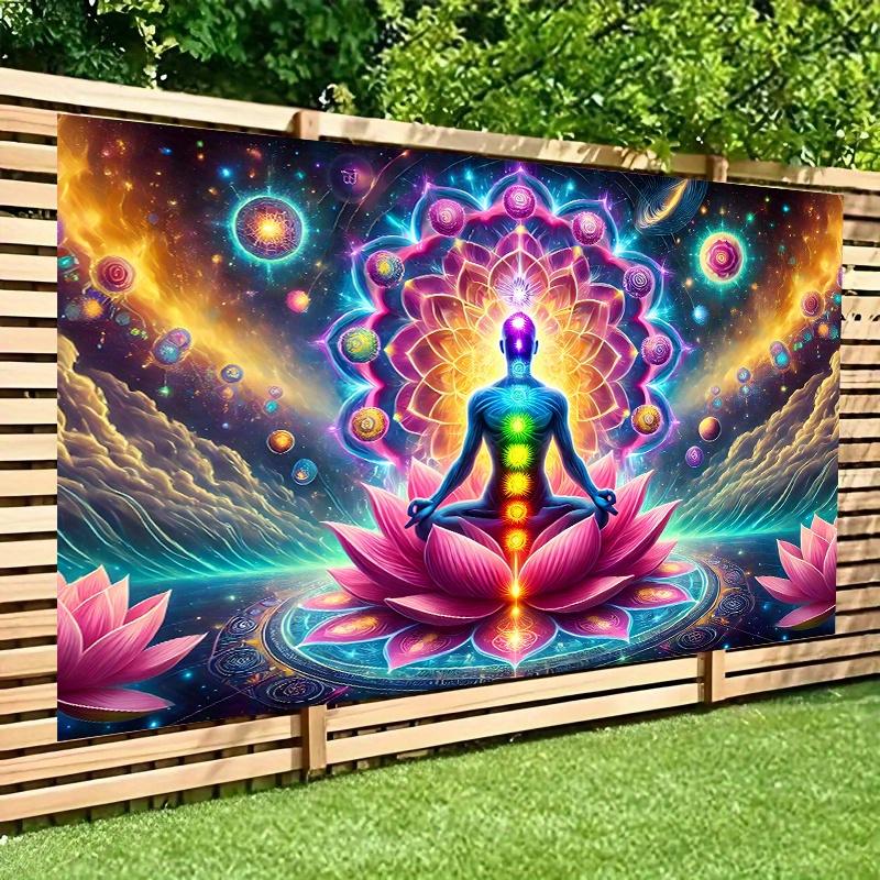 Lotus meditation background chakra harmonious wall hanging perfect for living rooms bedrooms offices and outdoor decoration