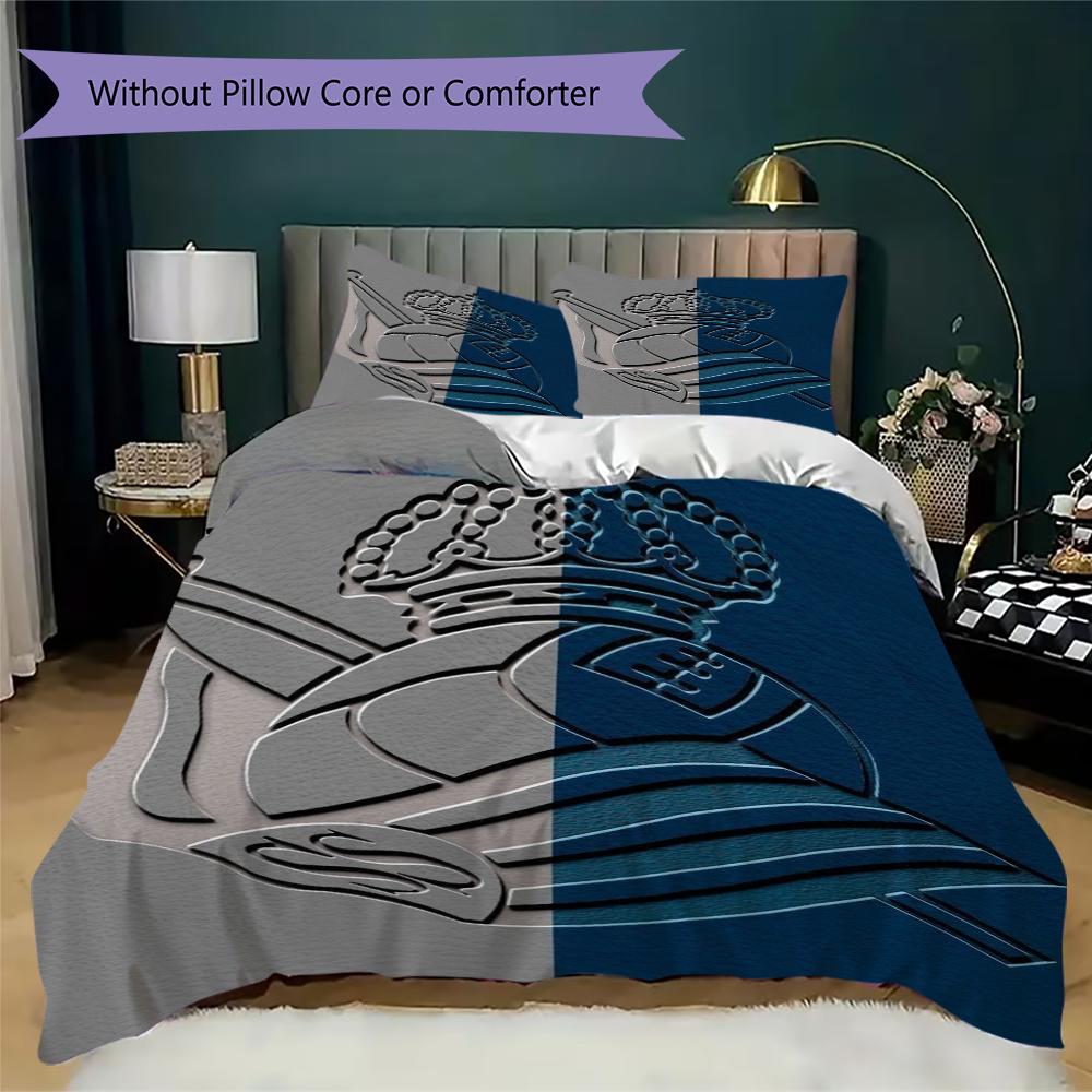 Real Sociedad Pattern Bedding uilt Set uilt Cover Pillowcase Home Decoration Birthday Gift (1 * duvet cover + 2 * pillowcase  without core)