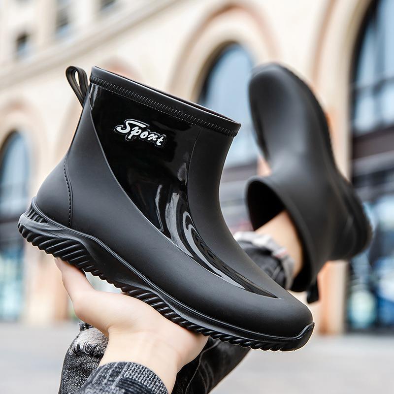 Модные дождевые ботинки мужские короткие голенища утолщенная подошва рабочие водонепроницаемые ботинки короткие резиновые сапоги мужские водонепроницаемые ботинки резиновые ботинки рыбалка на вынос