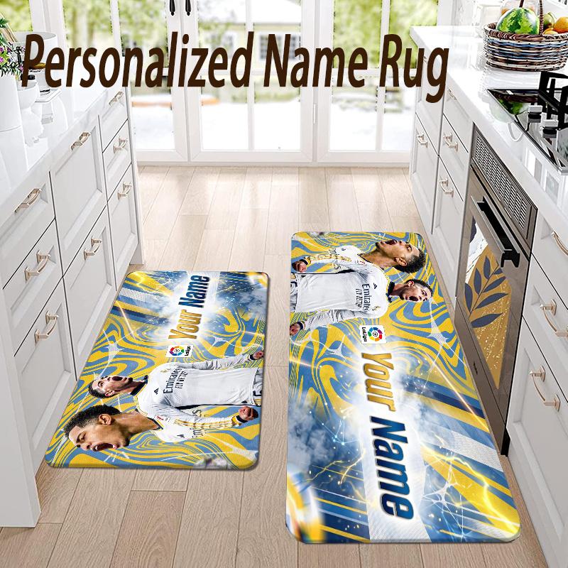 Custom Name Jude Bellingham Flannel Area Rug Kitchen Floor Mat Personalized Home Decoration