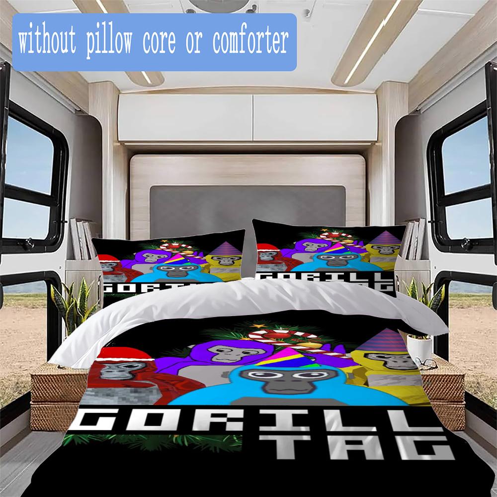 Gorilla Tag Cartoon Print Pattern Bedding,Quilt Set Quilt Cover Pillowcase Home Birthday Gift (1*duvet cover+2*pillowcase,without core)ZSJT0917155