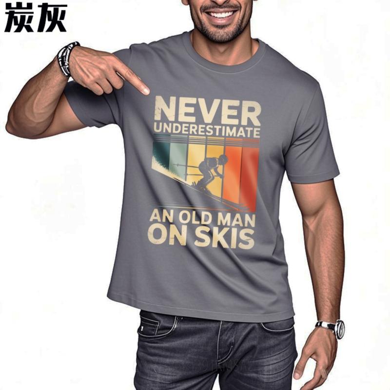 Street Wear For Her Oneck Tshirt Oversized Never Underestimate An Old Unisex On Skis Cool Teenagers Top Tees Relaxed Fit Tshirt