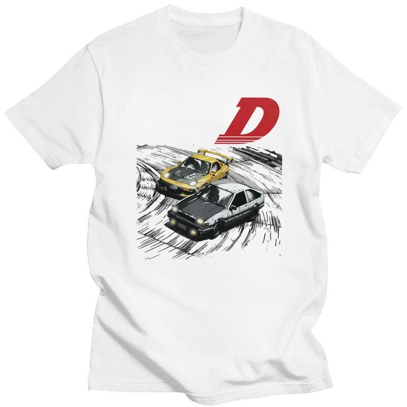 Мужские футболки с принтом Аниме Горные Гонки Initial D, 100% Хлопок, Футболки с Короткой Рукавой, Одежда