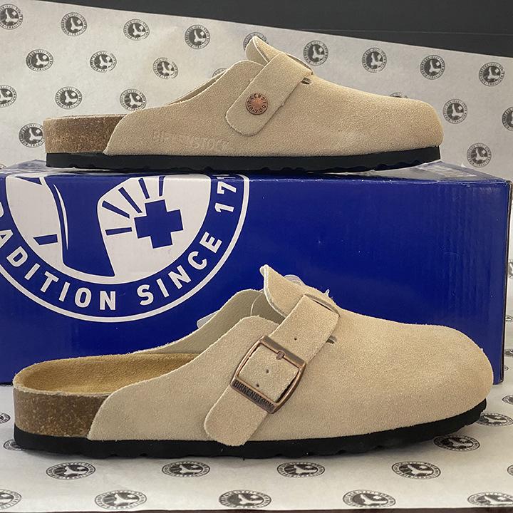 Унисекс BK Натуральная кожа Birkenstock Закрытый носок Ретро Мюли на пробковой подошве – Удобные и Универсальные.