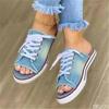 Fashion 2024 Fashion Women Canvas Sandals Breathable Summer Slippers Lace Up Open Toe Ladies Faux Denim Flat Shoes Zapatos Mujer