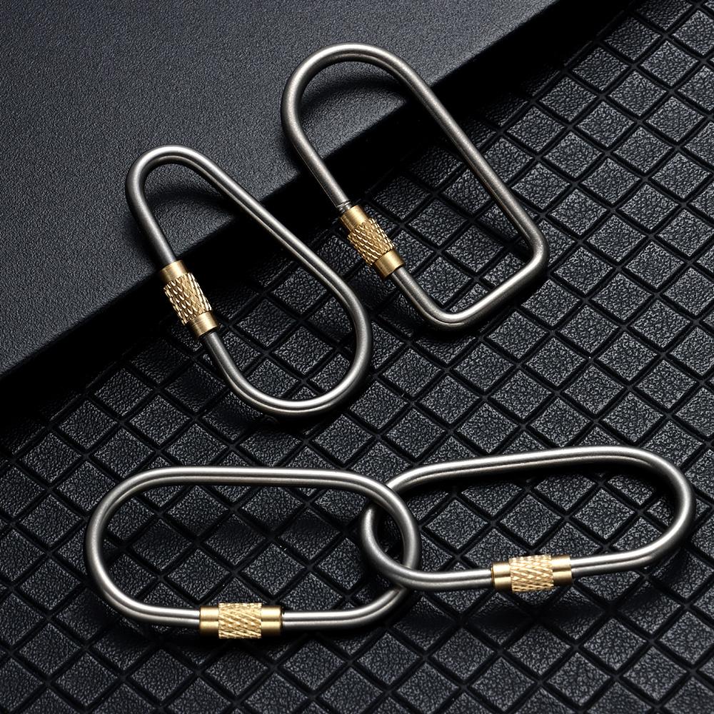 Portable Outdoor Camping Carabiner TC4 Titanium Keychain Lightweight Hanging Buckle Backpack Buckle