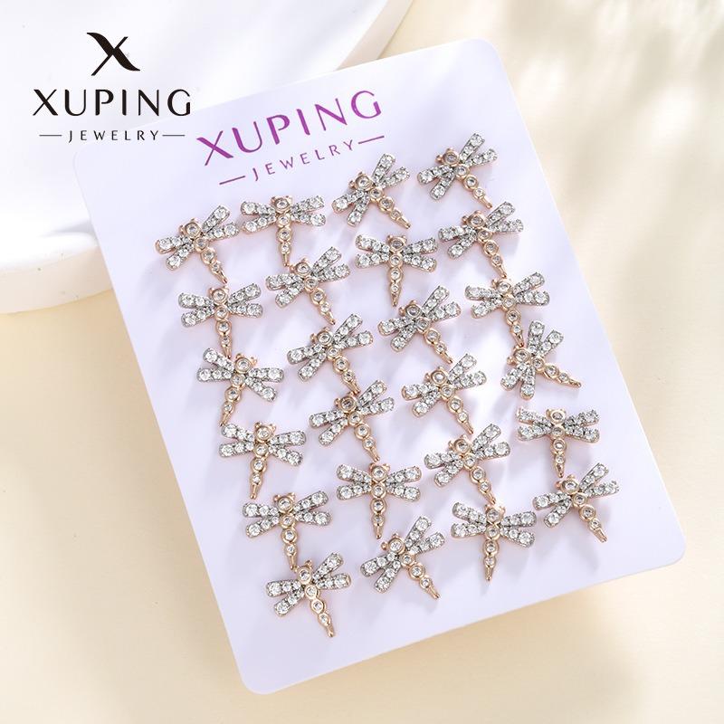 Ювелирные изделия Xuping, серьги-гвоздики, серьги-клипсы из сплава с покрытием k-цвета, с мульти-цирконами, в европейском и американском стиле, модные и универсальные серьги.