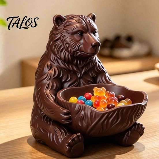 Настольный органайзер для дома, 3D-печатный коричневый мишка, миска для мелочей, держатель для ключей, блюдце, функциональная фигурка животного, для конфет, мелких предметов, милый настольный