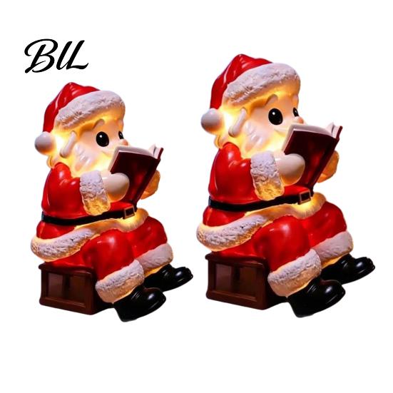 Christmas Window Display Santa Claus Night Light, Resin Tabletop Ornament with Bedside Atmosphere Lamp Warm LED Lighting, Holiday Bedroom Table