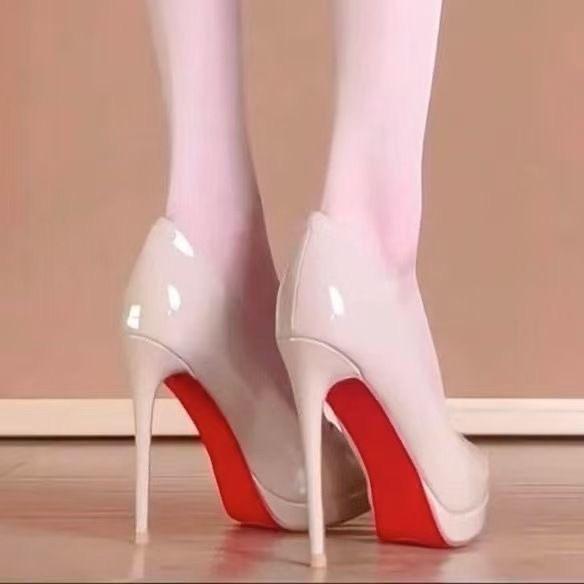 Модный дизайн туфли на высоком каблуке лакированные туфли на шпильке профессиональная обувь ощущение красная подошва ультратонкий каблук индивидуальность заостренный