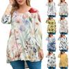 Women's Fashion Large Size Round Neck Long Sleeve Casual Print Loose Pullover Top