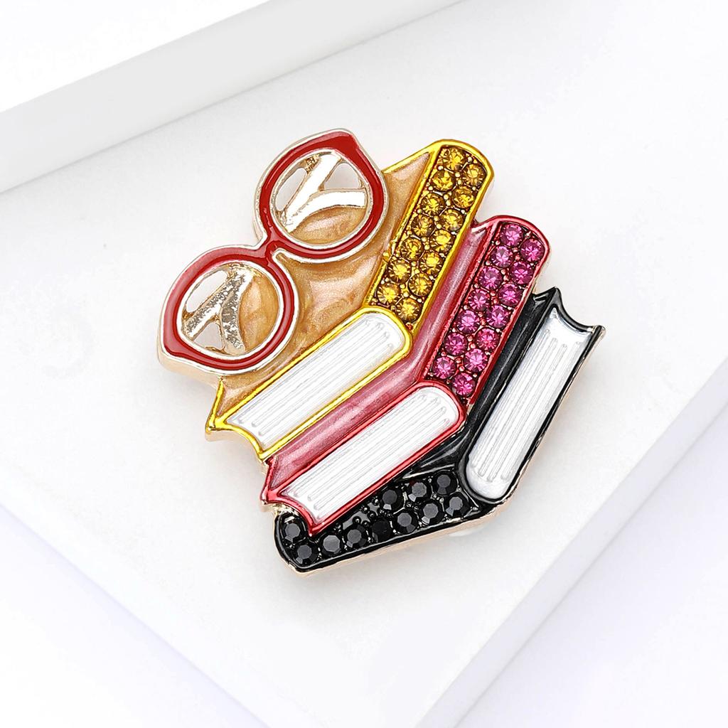 Эмалевые значки 'Книги и Очки' для Женщин Унисекс Любителя Чтения Вечеринки Броши Булавки Подарки