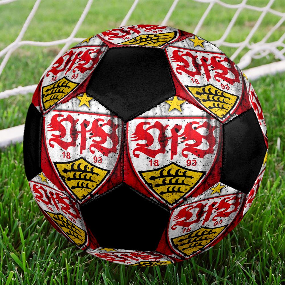 Футбольный мяч для зала VfB Stuttgart Цветной Машинная строчка ПВХ Размер 5 Готов к командным тренировкам и соревнованиям Прочный Высокий отскок Крутой спортивный подарок