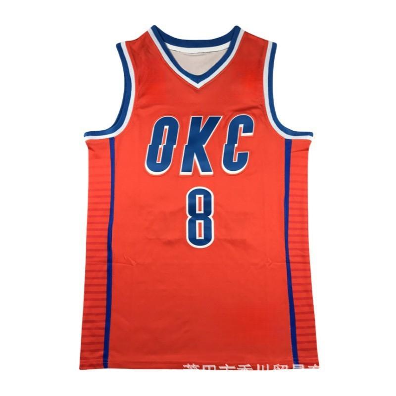 Баскетбольная майка OKC Thunder Мужская Хлопок Командная форма Тренировочная игра Одежда для фанатов Синий Черный Оранжевый S M L XL XXL