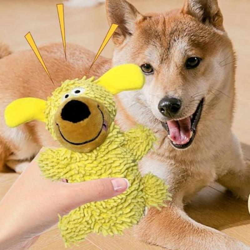 Genikeer Dog Squeaky Toy, Plush Chew Toy for Strong Chewers, Interactive Soft Figure for Puppy Medium Large Breed, Boredom Relief & Training Fun