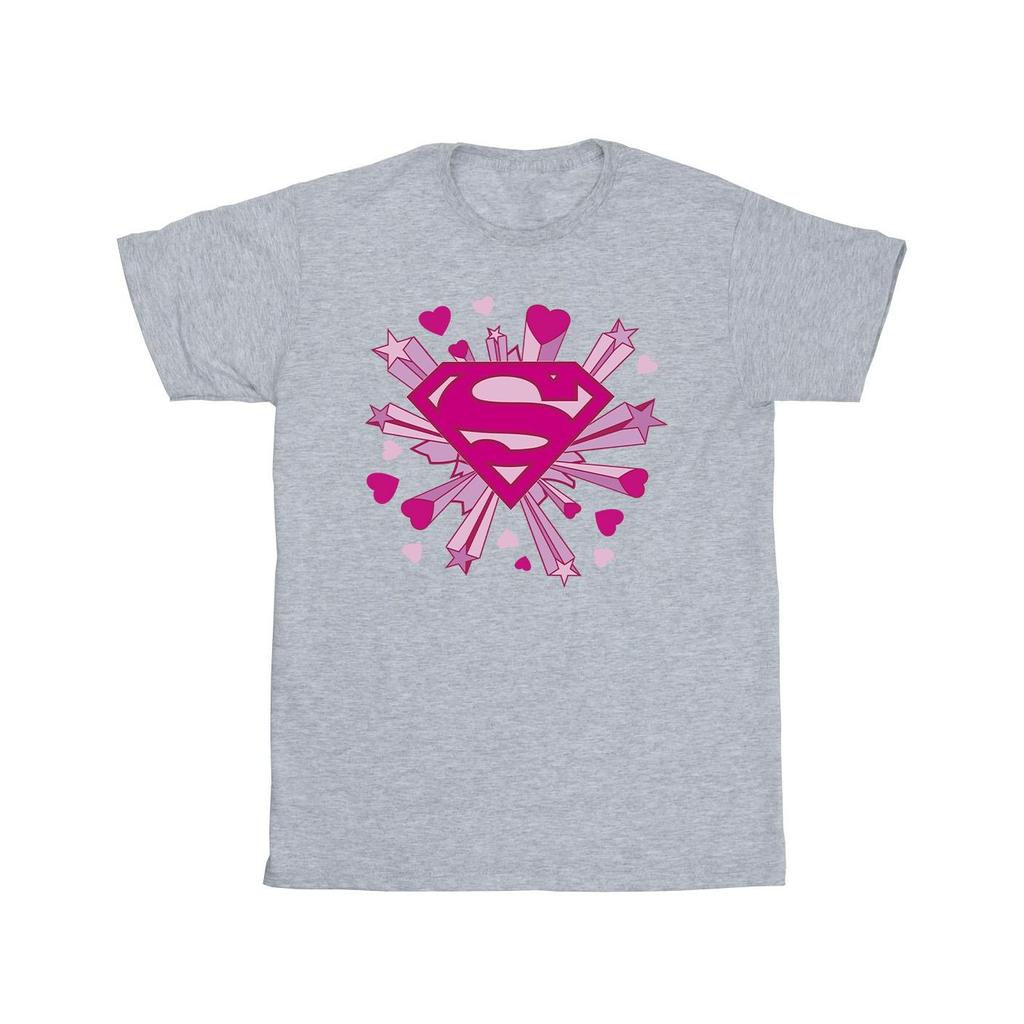 DC Comics Mens Superman Pink Hearts And Stars Logo T-Shirt