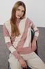 Women's Fashionable Stylish Sweater Dusty Rose Color Block Crew Neck Knitwear Sweater