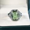 Винтажные серебряные квадратные светло-зеленые кольца с цирконием для женщин и мужчин, роскошные ювелирные изделия в подарок на годовщину