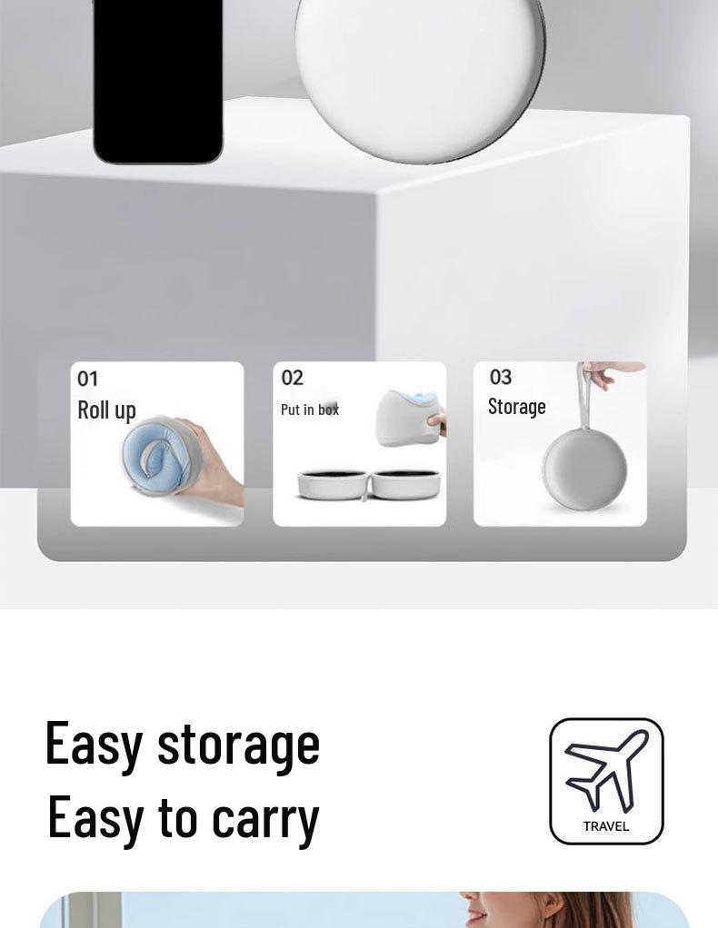 Портативная U-образная подушка-подголовник из пены с эффектом памяти для путешествий и длительных поездок