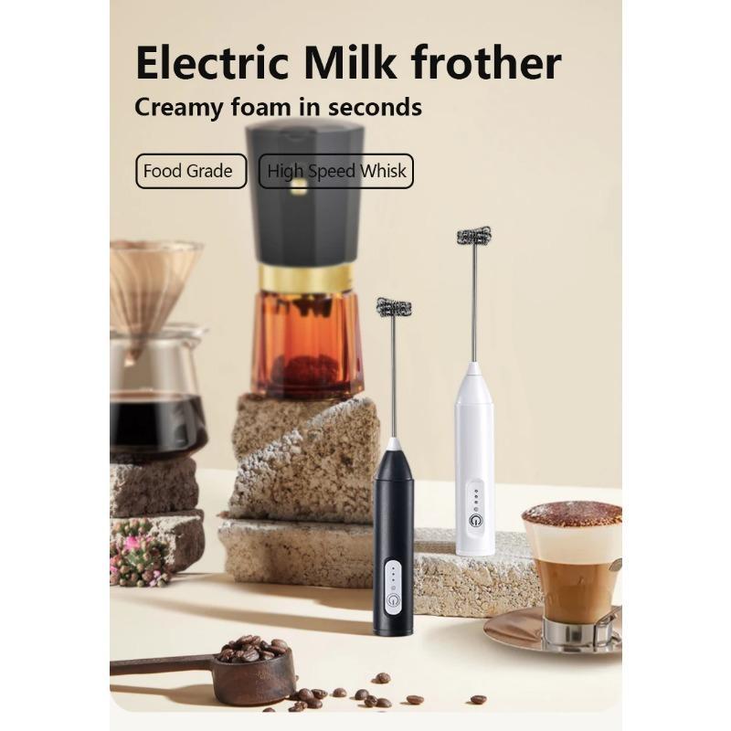 MINI Milk Frother USB Rechargeable 3 Speeds Foam Maker Coffee Whisk Mixer Electric Handle Blender Egg Beater Hot Cooking Tools