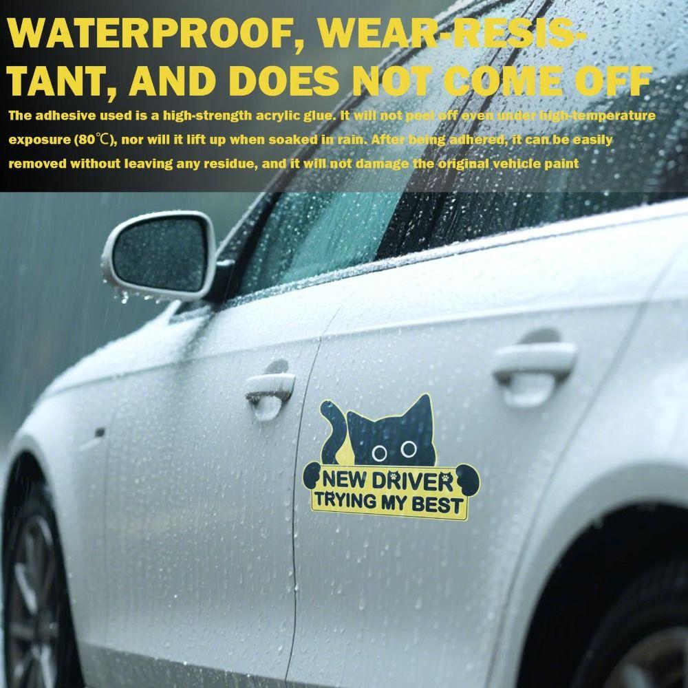 1 Set Self-Adhesive Warning Decal Reflective New Driver Sign Cute Car Decal Road Safety